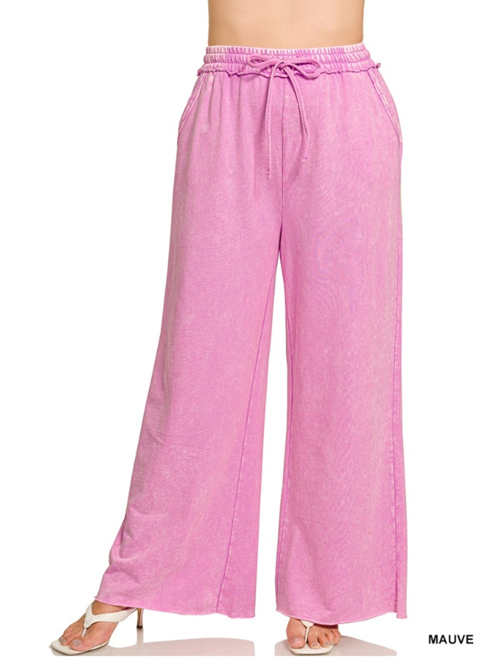 WASHED FRENCH TERRY SWEATPANTS  Zenana NEW. 29” inseam - Picture 2 of 4